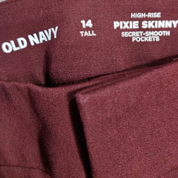 Old Navy NWT High Rise Pixie Skinny Burgundy Pant Capsule 629563 TALL LONG - Picture 5 of 8
